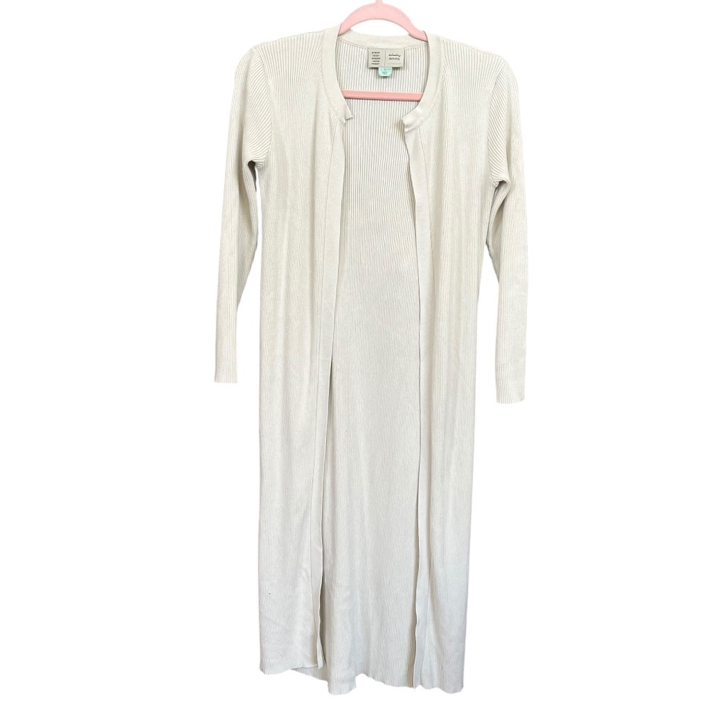 SaturdaySunday By Anthropologie Cream Ribbed Knit Longline Duster Cardigan Sz XS